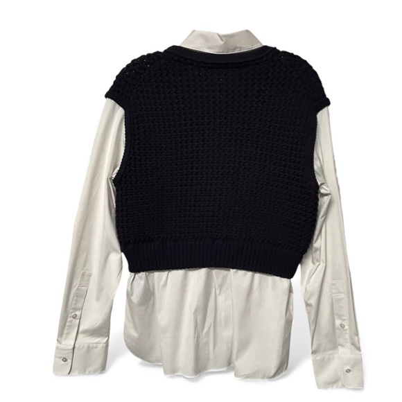 Theory $495 woven rope vest combo with poplin shirt twofer - Picture 6 of 10